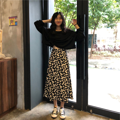 Flower Pattern Casual Fresh Loose Basic Simple College Wind Summer Chiffon Female Women Arrival A-line Skirts 220322
