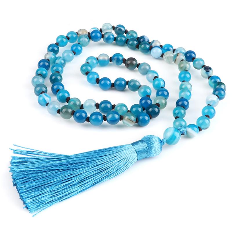 Pendant Necklaces Natural Blue Striped Agates Stone Necklace Handmade Knotted Tassel Mala Beads For Women Men Bohemian Yoga Jewelry GiftPend
Pendant Necklaces Natural Blue Striped Agates Stone Necklace Handmade Knotted Tassel Mala Beads For Women Men Bohemian Yoga Jewelry GiftPend