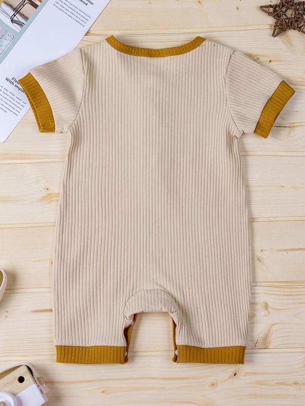 Baby boy stitched piping T-shirt Jumpsuit shorts SHE