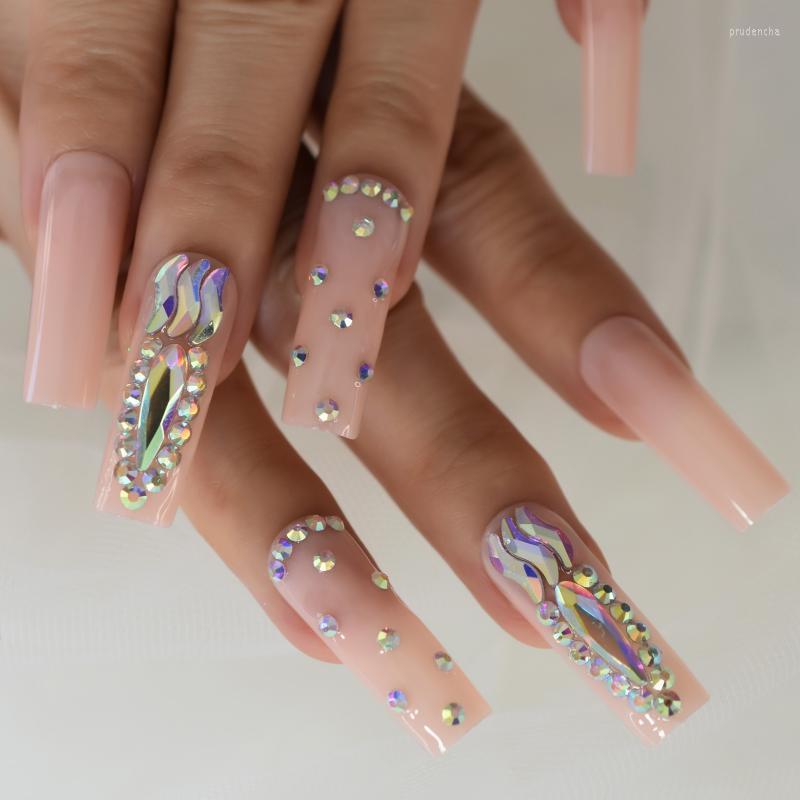 False Nails Luxury AB Stone Faux Ongles Rhinestones Decorative Extra Long Square Fake Gegoues Designed Manicure Tips Nude Color Prud22, L5590
False Nails Luxury AB Stone Faux Ongles Rhinestones Decorative Extra Long Square Fake Gegoues Designed Manicure Tips Nude Color Prud22, L5590
