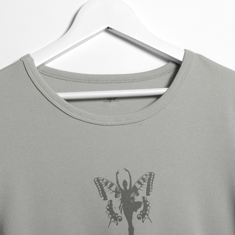 Ballet Girl Sexy Crop Top Women Summer Casual Short Sleeve O Neck Cotton T Shirt Vintage Streetwear Y2k Tops Woman 220328