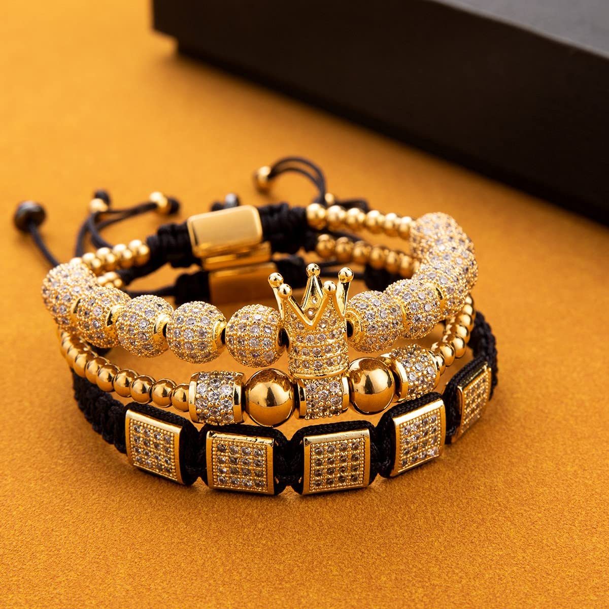 Imperial Crown King Mens Bracelet Pave CZ ,Gold Bracelets for Men Luxury Charm Fashion Cuff Bangle Crown Birthday Jewelry