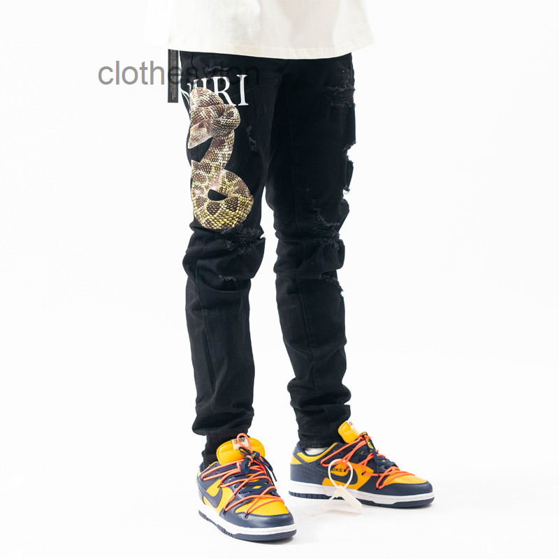 Trendy 2022 Designer Amirs Jeans Brand Washed Old Black Worn Out Perforated Letter Print Slim Fit Men's Street
Trendy 2022 Designer Amirs Jeans Brand Washed Old Black Worn Out Perforated Letter Print Slim Fit Men's Street