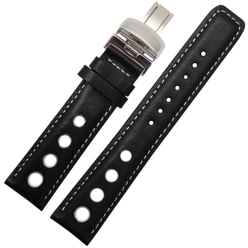 Watchband 20mm Genuine Leather Strap for PRS516 Mens Watches Band with Butterfly Clasp Black Brown Soft Cowhide Belt 220706