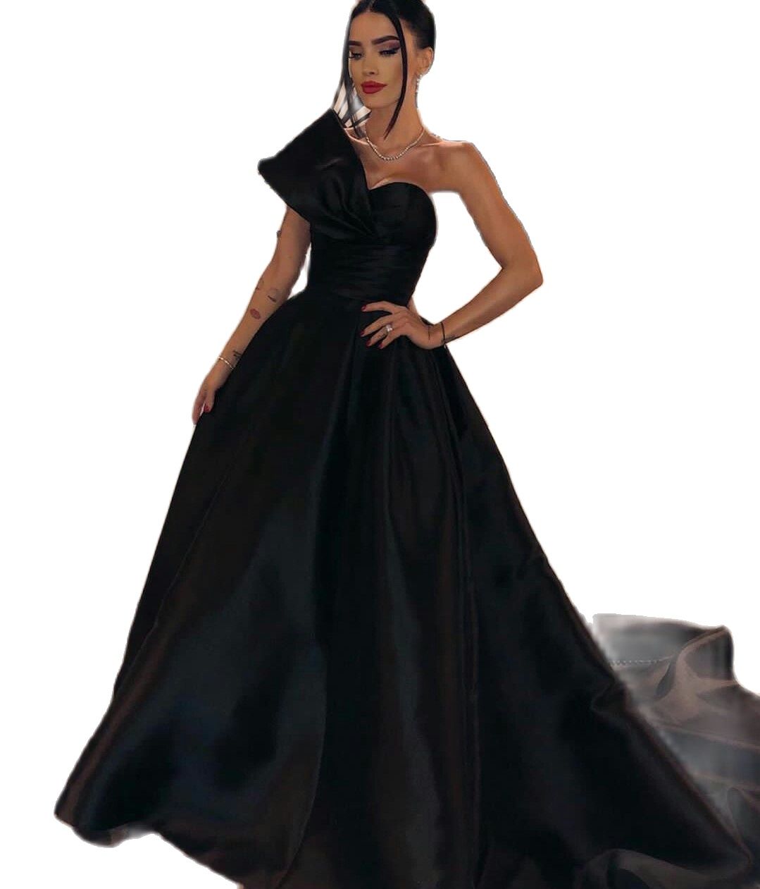 2022 Arabic Black Evening Dresses Satin One Shoulder A Line Prom Gowns Ruffles Sleeveless Red Carpet Party, Purple
2022 Arabic Black Evening Dresses Satin One Shoulder A Line Prom Gowns Ruffles Sleeveless Red Carpet Party, Purple
