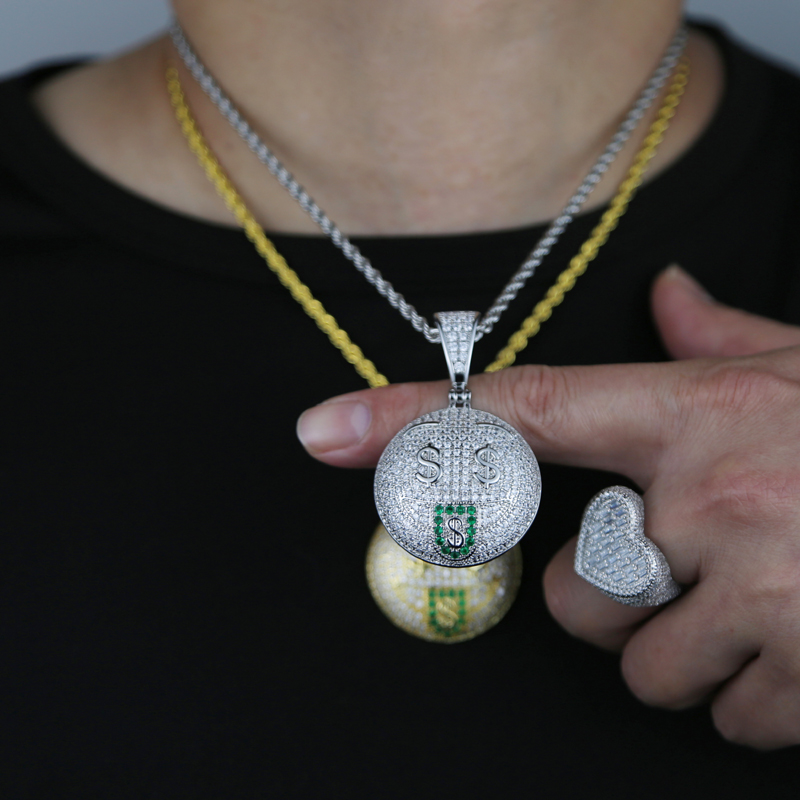 Iced Out Bling 5A Cubic Zirconia Smiling Face Necklaces Pendants Micro Pave Clear Cz for Men Hip Hop Rapper Jewelry