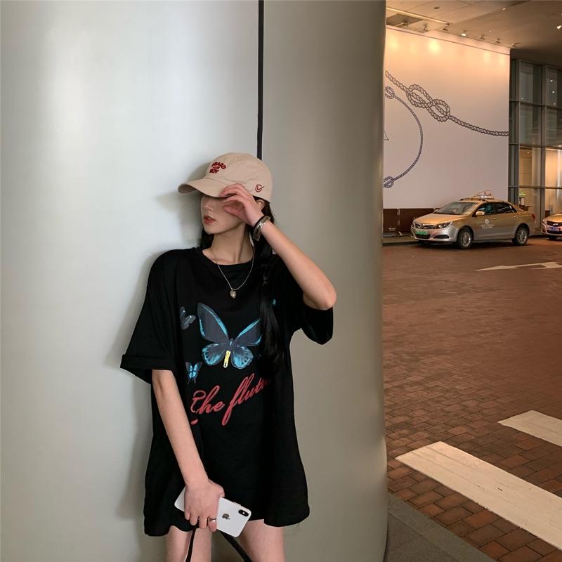 Women' T-Shirt 2022 Loose Mid-length Dark Butterfly Print Bottoms Missing Short-sleeved T-shirtWomen, Black
Women' T-Shirt 2022 Loose Mid-length Dark Butterfly Print Bottoms Missing Short-sleeved T-shirtWomen, Black