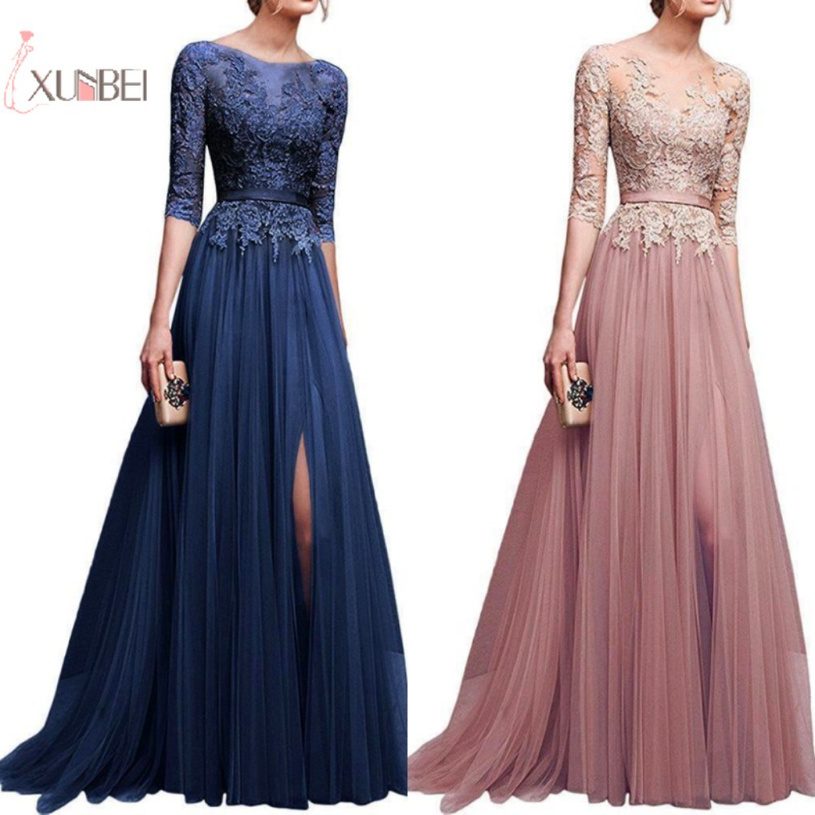 Elegant Pink Navy Blue Tulle Long Bridesmaid Dresses Lace Applique Half Sleeve High Split Wedding Guest Party Guest Dress Cps470 sxa9
Elegant Pink Navy Blue Tulle Long Bridesmaid Dresses Lace Applique Half Sleeve High Split Wedding Guest Party Guest Dress Cps470 sxa9