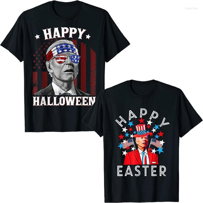 

Men's T-Shirts Happy Easter Joe Biden 4th Of July Memorial Independence Day T-Shirt Happy-Halloween Joe-Biden Confused Tee Tops USA Flag Out, Black