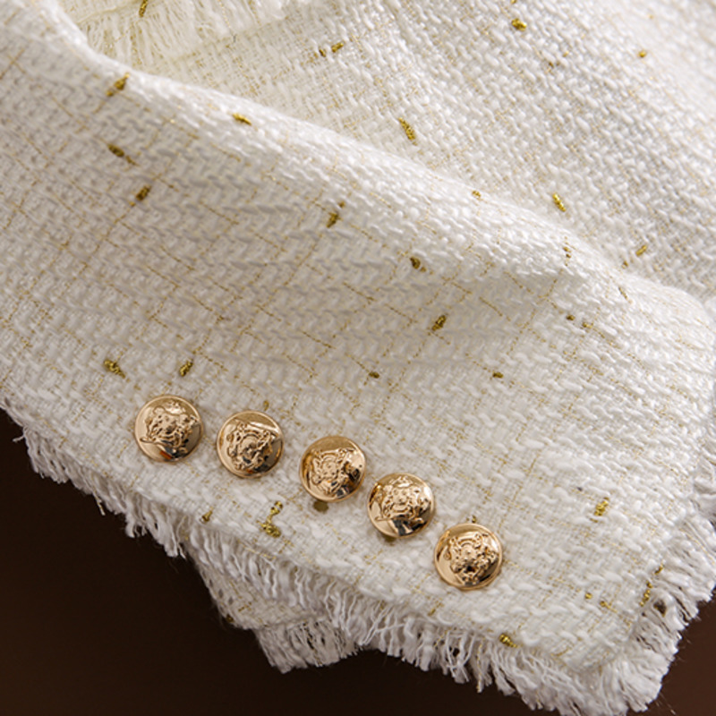 Temperament Ladies Jacket Tweed Suit Jacket Double-breasted High-quality Slim Suit Is Thin And Jacket Women 220402