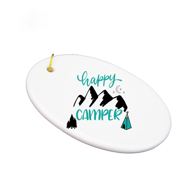 Wholesale Christmas Decorations 3 Inch Round Circle Custom Sublimation Blank Ceramic Ornaments Flat Tree Decor With Ropechristmas