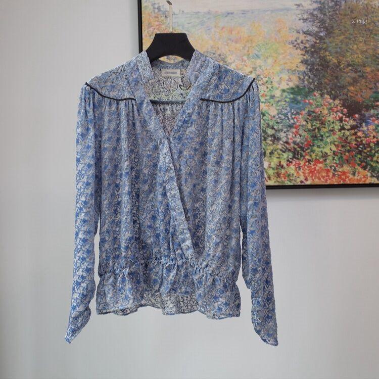 Women' Blouses & Shirts Romantic Sexy Retro French Silk Velvet Women Blouse Blue Star Print Jacquard Heavy Industry Fancy Tops
Women' Blouses & Shirts Romantic Sexy Retro French Silk Velvet Women Blouse Blue Star Print Jacquard Heavy Industry Fancy Tops
