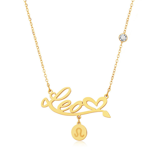 12 Zodiac Sign Necklace Cubic Zirconia Charm 18k Gold Chains Star Sign Pendant Choker Astrology Necklaces for Women Mother Birthday Valentine Fashion 