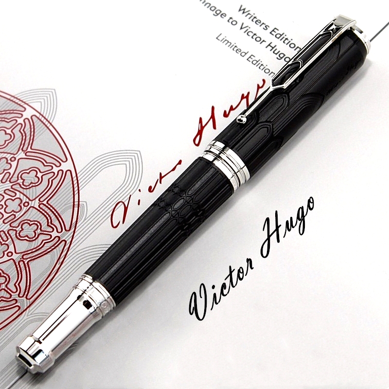 Good quality Victor Hugo Black / Silver Roller Ball Pen / ballpoint pen business Office Stationery write ball pens