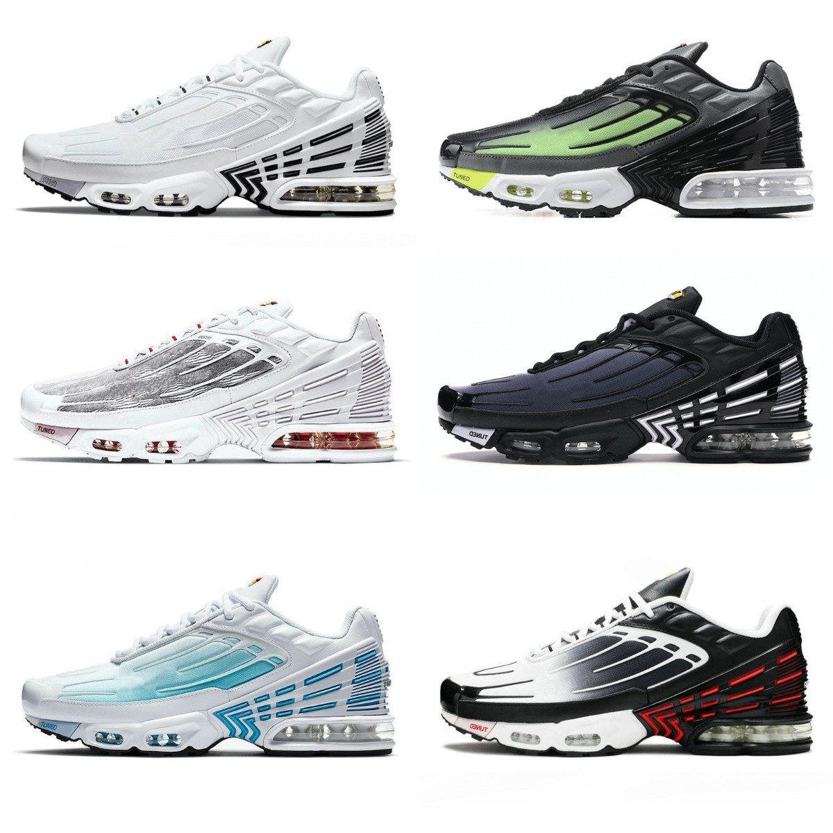 Top Quality Tn Plus 3 Tuned III Men Sports Shoes Laser Blue White Leather Tns Requin Obsidian Hyper Violet Deep Parachute Ghost Green Triple Black Trainer Sneakers S6, Please contact us
Top Quality Tn Plus 3 Tuned III Men Sports Shoes Laser Blue White Leather Tns Requin Obsidian Hyper Violet Deep Parachute Ghost Green Triple Black Trainer Sneakers S6, Please contact us