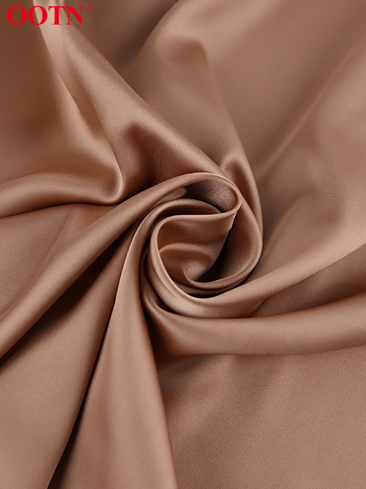 OOTN Sexy Cross Backless Halter Dress Evening Elegant Satin Classic Dress Fashion A-Line Brown Robes Femme Silky Summer 220511