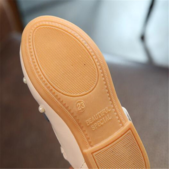 Kids Girls Sneakers Spring Autumn Pearl Flowers Princess Leather Shoes For Child Flats Toddlers Baby Single Shoe