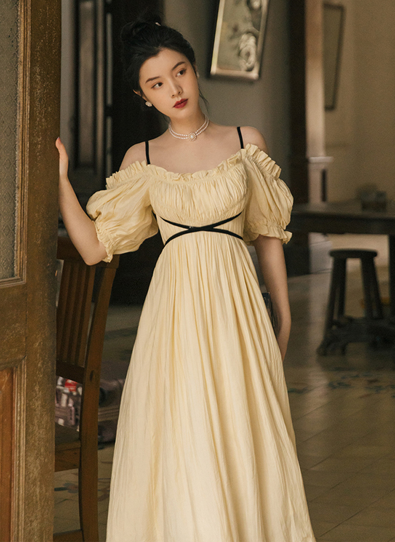 Summer Off Shoulder Fairy Dress Korean Design Vintage Slash Neck Spaghetti Straps Puff Sleeve Princess Dresses Vestido Festa 220615, Light yellow
Summer Off Shoulder Fairy Dress Korean Design Vintage Slash Neck Spaghetti Straps Puff Sleeve Princess Dresses Vestido Festa 220615, Light yellow