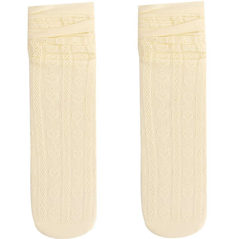 Womens Lolita Lace Loose Socks with Ruffle Trim Girl's High Stretch Nylon Mesh Fishnet Patterned Stockings Knee High/Mid Calf Socks Free Size Bla