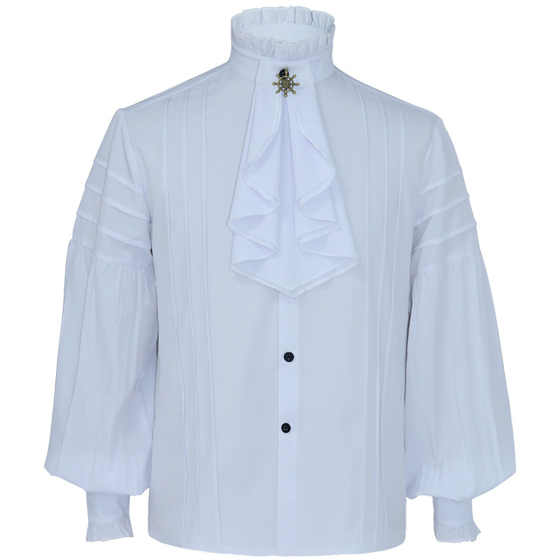 Mens Pirate Medieval Shirts Ruffle Steampunk Gothic Shirt Men Halloween Costume Cosplay Renaissance Victorian Tops Chemise Homme 220322