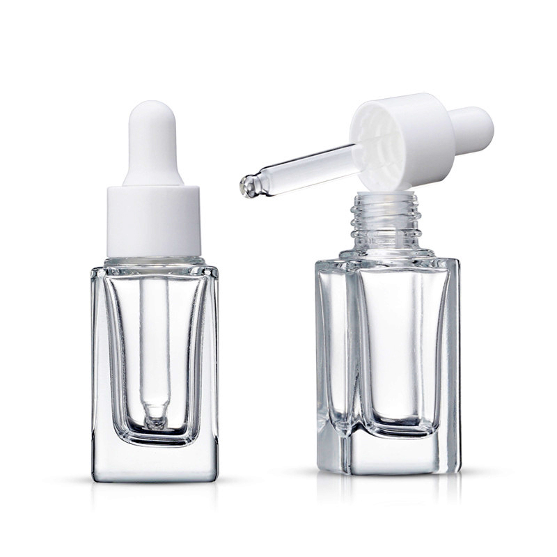 Clear Square Glass Dropper Bottle Essential Oil Perfume Bottle 15ml with White/Black/Gold/Silver Cap
Clear Square Glass Dropper Bottle Essential Oil Perfume Bottle 15ml with White/Black/Gold/Silver Cap