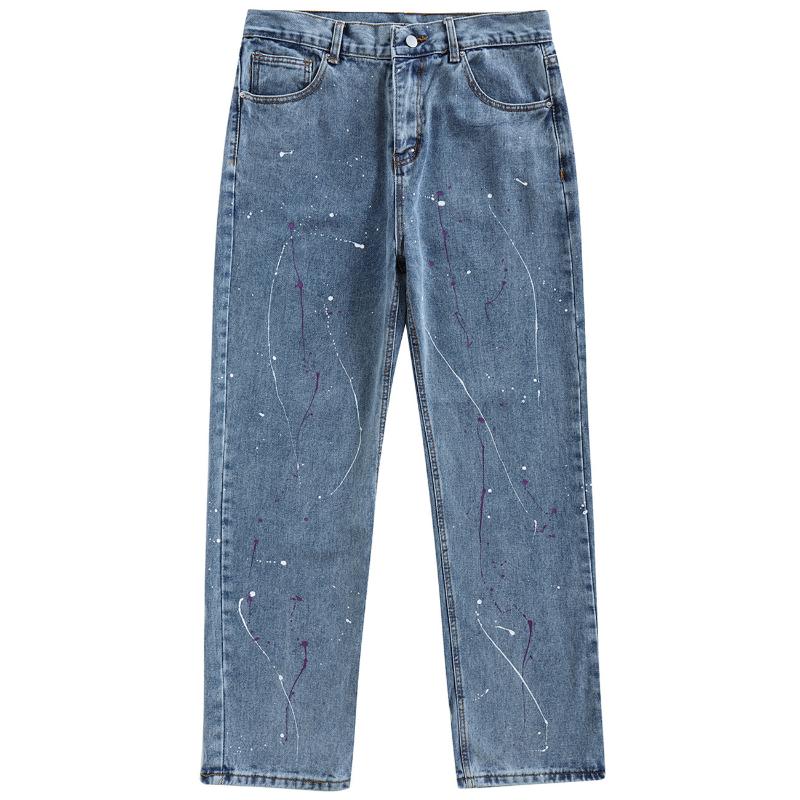 Men' Jeans Hip Hop Ink-spray Print Washed Denim Pants Streetwear Harajuku Vintage Men Women Trousers Casual PantsMen, Blue
Men' Jeans Hip Hop Ink-spray Print Washed Denim Pants Streetwear Harajuku Vintage Men Women Trousers Casual PantsMen, Blue