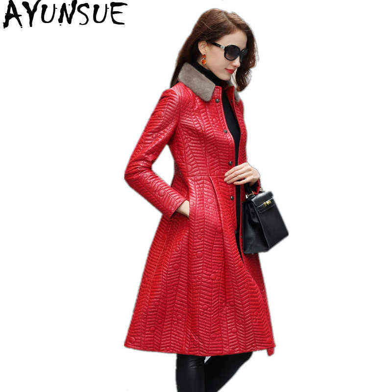 Ayunsue Women Real Leather Jacket With Natural Mink Fur Collar Long Slim Real Leather Parka Warm Winter Sheepskin Jacket GG1655 J220727, Beige
Ayunsue Women Real Leather Jacket With Natural Mink Fur Collar Long Slim Real Leather Parka Warm Winter Sheepskin Jacket GG1655 J220727, Beige
