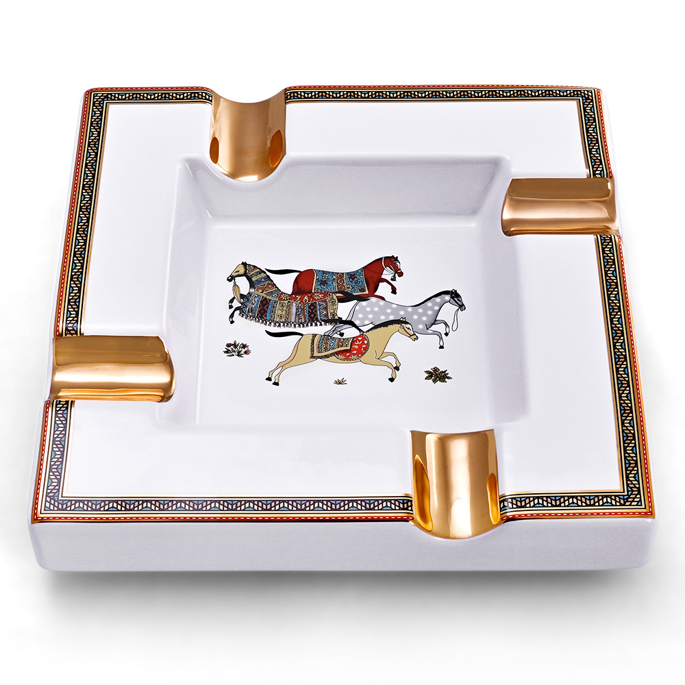 

Cigar Ashtray Ceramic Square Cigarette Tobacco Ashtrays 4 Holder Cigar Ash Tray With Gift Box For Men Smoking Accessories