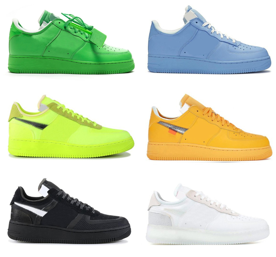 2022 Authentic MCA White Light Green Spark 1 Athletic Shoes Off University Gold Metallic Silver Blue Volt Black WMNS Sail '07 MoMA Sneakers With Origingl Box, Disconut link in description