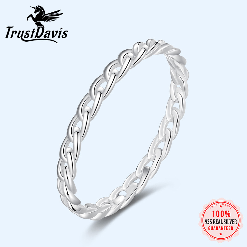 Trustdavis Minimalist 925 Sterling Silver Sweet Twist Chain Finger Ring For Women Wedding S925 Jewelry DA1099 220716
Trustdavis Minimalist 925 Sterling Silver Sweet Twist Chain Finger Ring For Women Wedding S925 Jewelry DA1099 220716