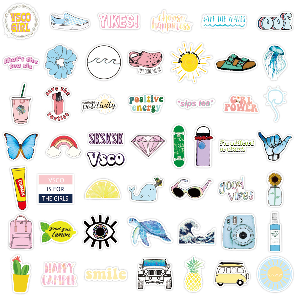 Waterproof sticker 10/50/100Pcs Cartoon Vsco Girl Stickers Pack For Laptop Phone Bicycle Skateboard Lage Guitar Toy Random Vinyl DIY Decals Car sticke