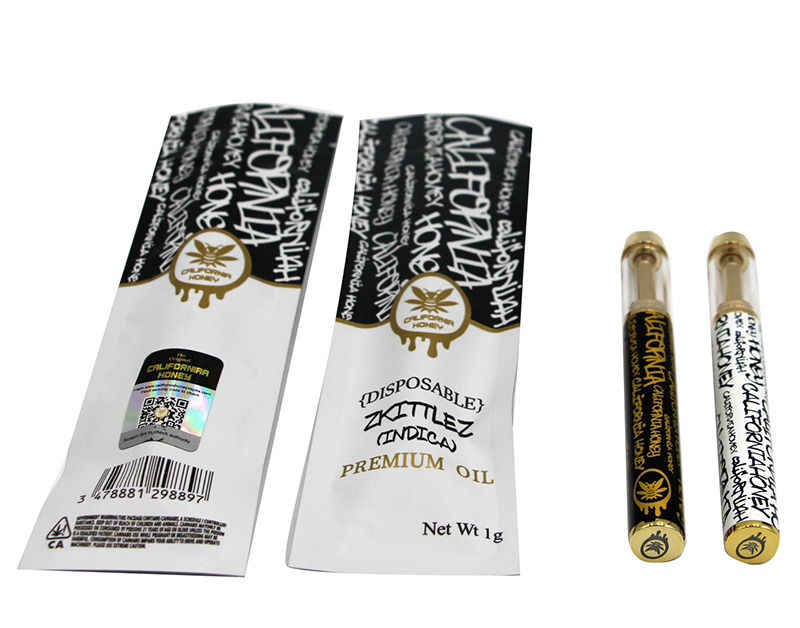 California Honey Disposable Vape Pen Bags E Cigarettes Kits Rechargeable 530mAh Battery 1.0ml Empty Thick Oil Ceramic Coil Gold Cartridge Packaging Bag
California Honey Disposable Vape Pen Bags E Cigarettes Kits Rechargeable 530mAh Battery 1.0ml Empty Thick Oil Ceramic Coil Gold Cartridge Packaging Bag
