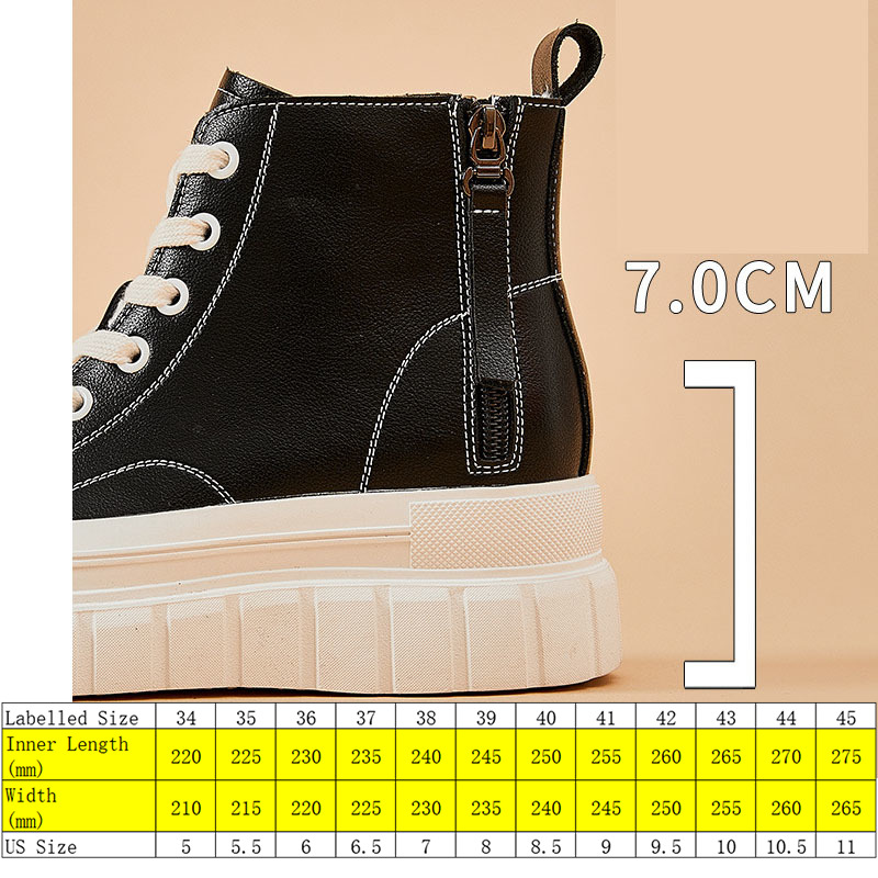 Women Ankle Boots Genuine Leather 7cm Platform Wedge Hidden Heel Women Martin Boots Shoes Chunky Sneakers Zipper Lace Up, Black
Women Ankle Boots Genuine Leather 7cm Platform Wedge Hidden Heel Women Martin Boots Shoes Chunky Sneakers Zipper Lace Up, Black