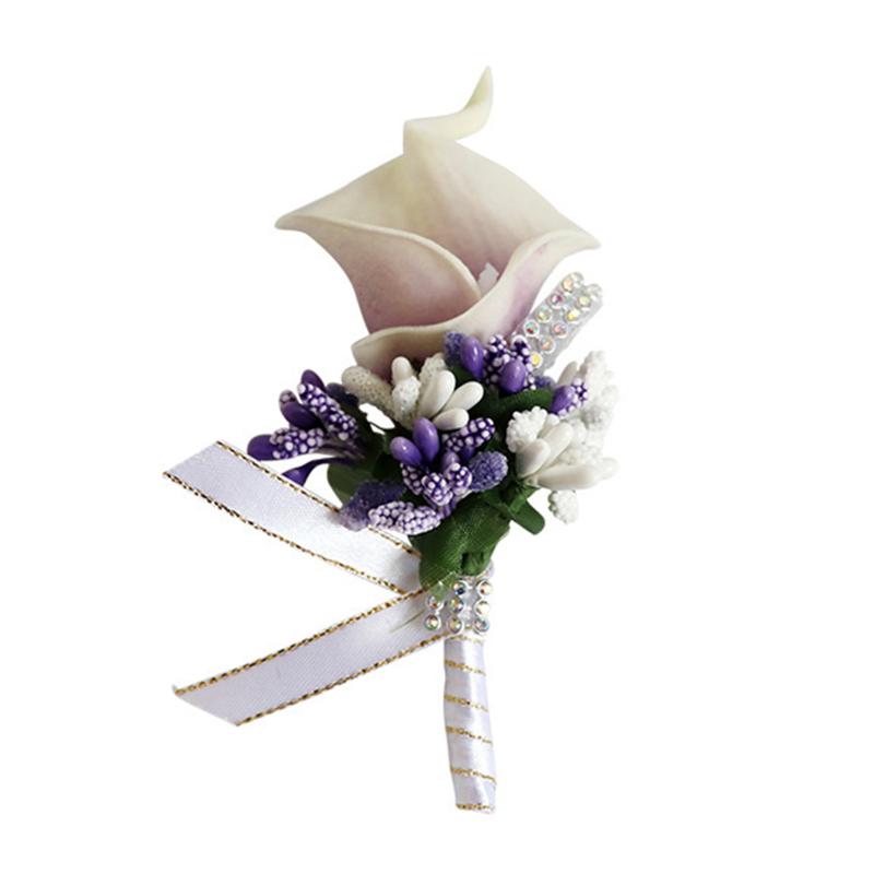 Decorative Flowers Wreaths Calla Lily Brooch Wedding Party Decor Bridal Bridesmaid Trellises Groom Boutonniere Women Men Pin Sui8697710