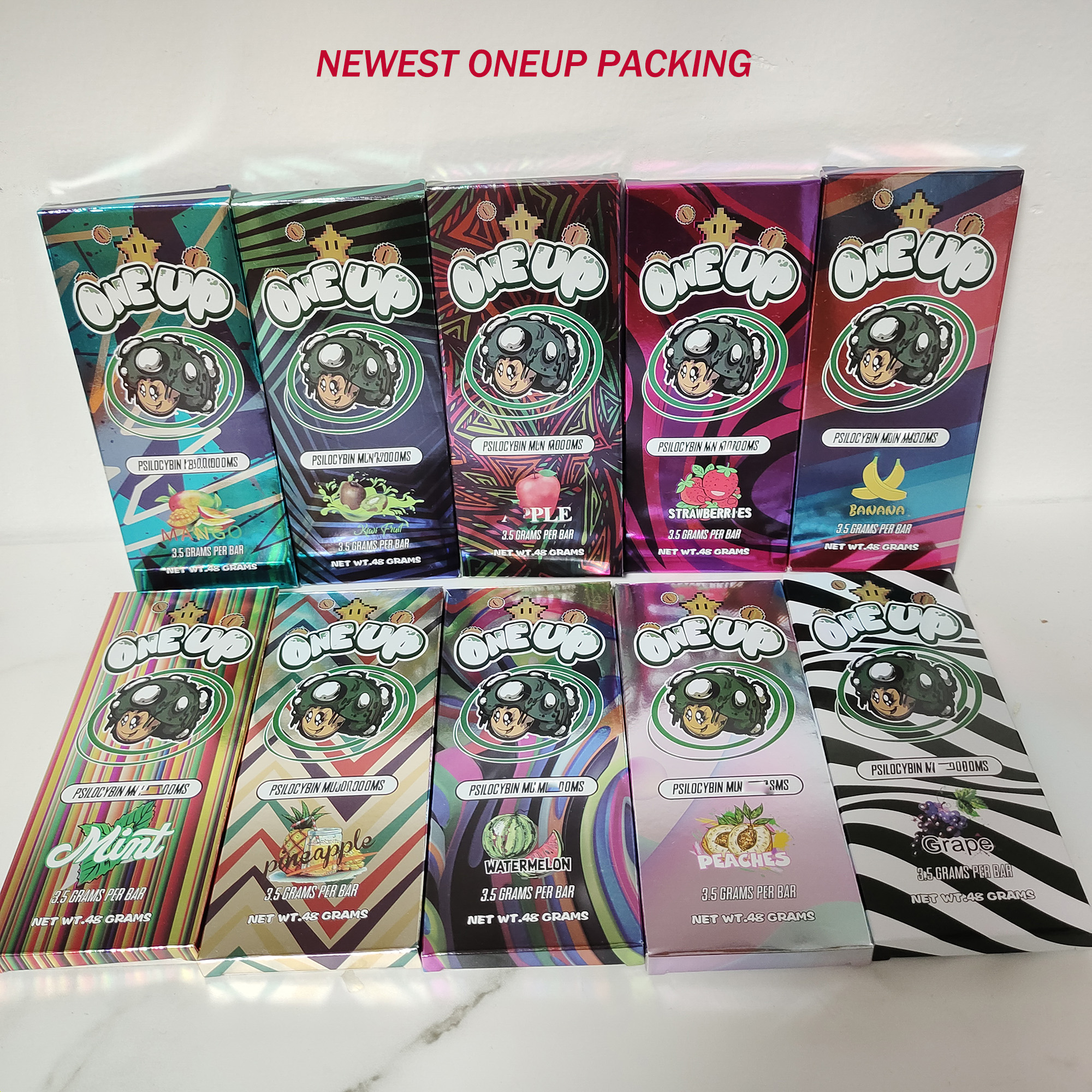 Empty One up Milk Chocolate bar vegan packing box 3.5g 3.5 gram mushroom shrooms packaging boxes Oneup cookies and cream strawberry display box QR Code Stickers
Empty One up Milk Chocolate bar vegan packing box 3.5g 3.5 gram mushroom shrooms packaging boxes Oneup cookies and cream strawberry display box QR Code Stickers