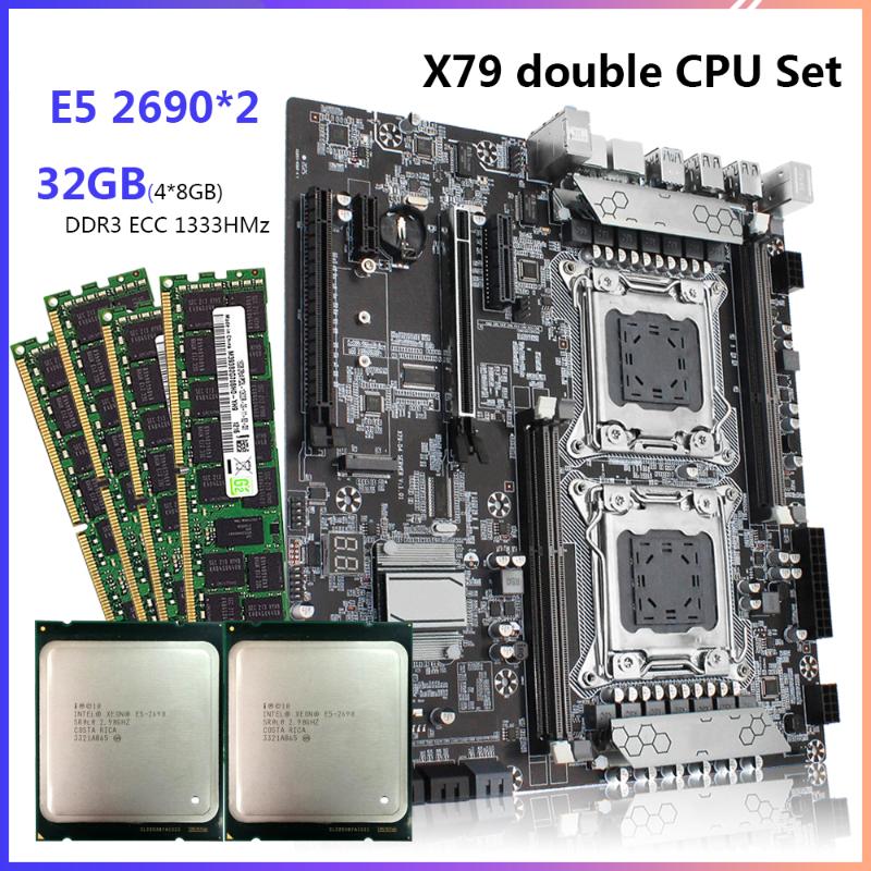 Motherboards JGINYUE X79 Dual CPU Motherboard Set Kit With 2 * Xeon E5 2690 4 × 8GB = 32GB DDR3 ECC REG Memory LGA 2011
Motherboards JGINYUE X79 Dual CPU Motherboard Set Kit With 2 * Xeon E5 2690 4 × 8GB = 32GB DDR3 ECC REG Memory LGA 2011