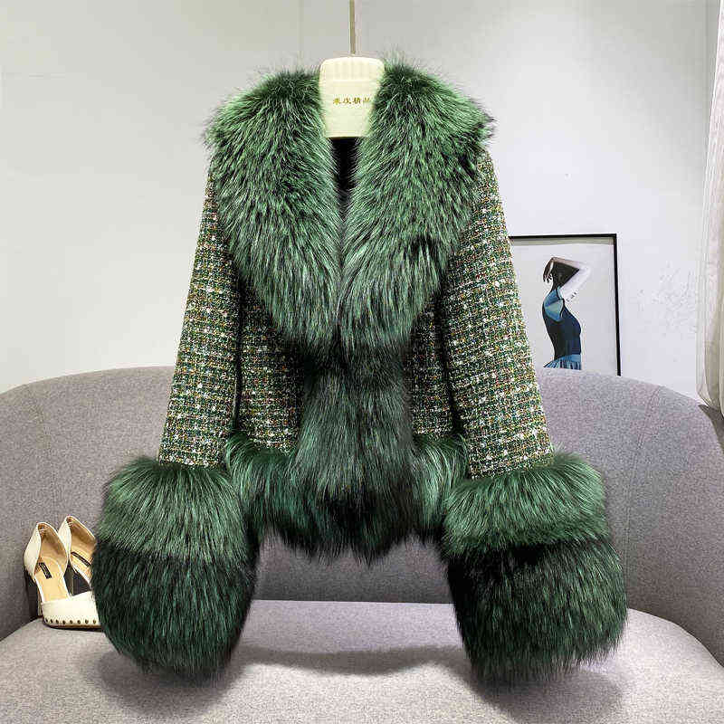 Female Woolen Coat fur Collar Casual Women Fur Jacket Winter Temperament Fashion Short High-Quality Women Fur Jacket Parkas T220816