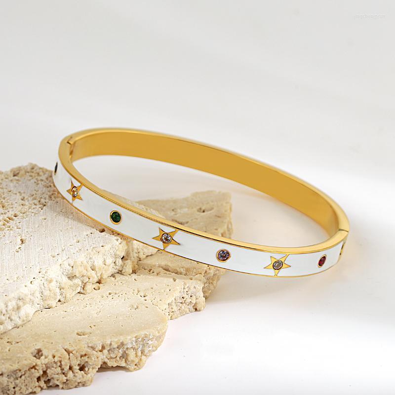 Bangle Flashbuy Exquisite White Enamel Star Stainless Steel Bangles Bracelets For Women Gold Color Accessories Friendship GiftBangle
Bangle Flashbuy Exquisite White Enamel Star Stainless Steel Bangles Bracelets For Women Gold Color Accessories Friendship GiftBangle