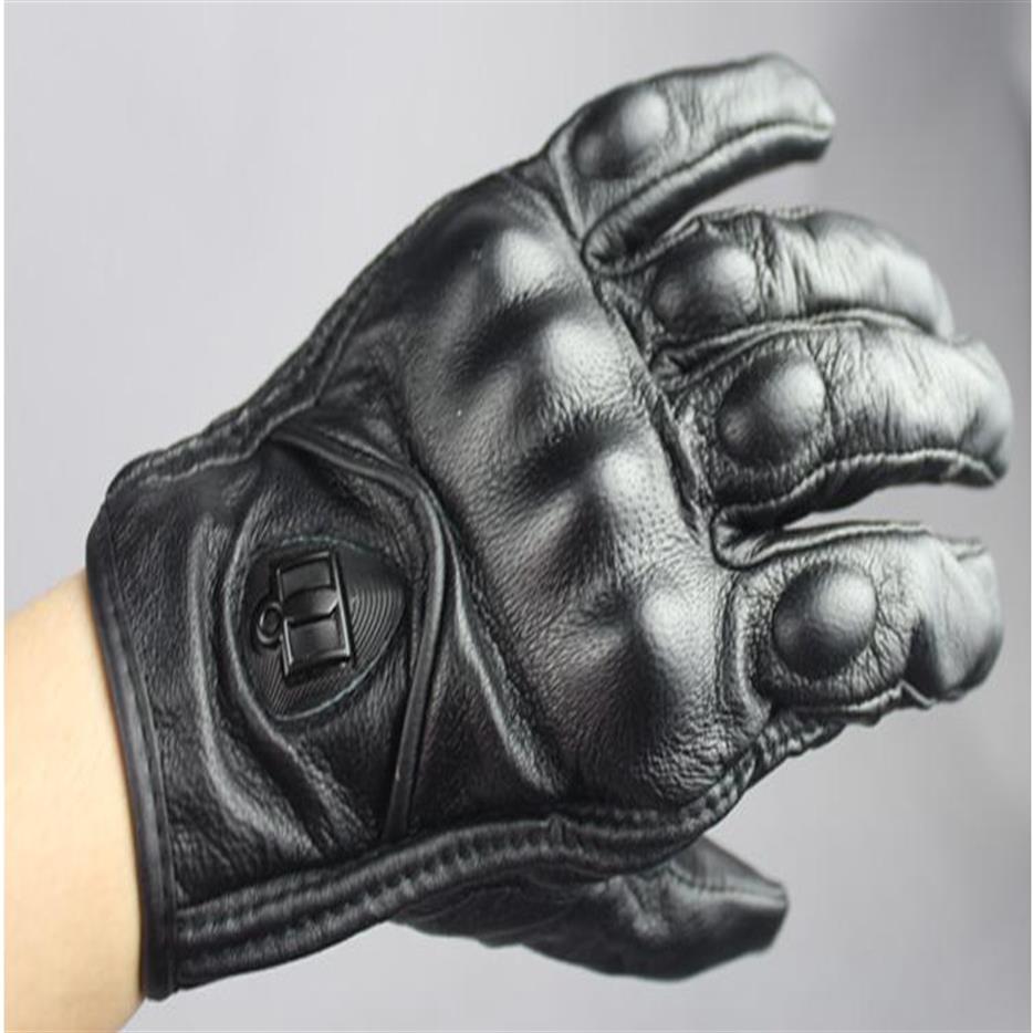 Top Guantes Fashion Glove real Leather Full Finger Black moto men Motorcycle Gloves Motorcycle Protective Gears Motocross Glove298