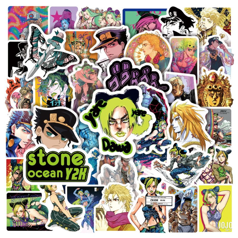 50Pcs/lot Japan Anime JoJos Bizarre Adventure Stone Ocean Stickers Graffiti Kids Toy Skateboard Phone Laptop Luggage Sticker Decals