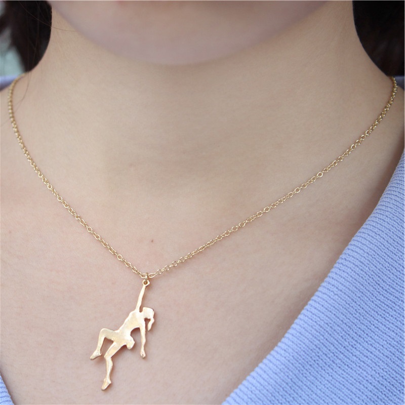 30PCS Cute Baby Girl Goddess Climbing Mountain Necklace for Women Ladies Female Mom Girlfriend Jumping Gymnastics Gym Sport Gymnast Pendant Collar Cho