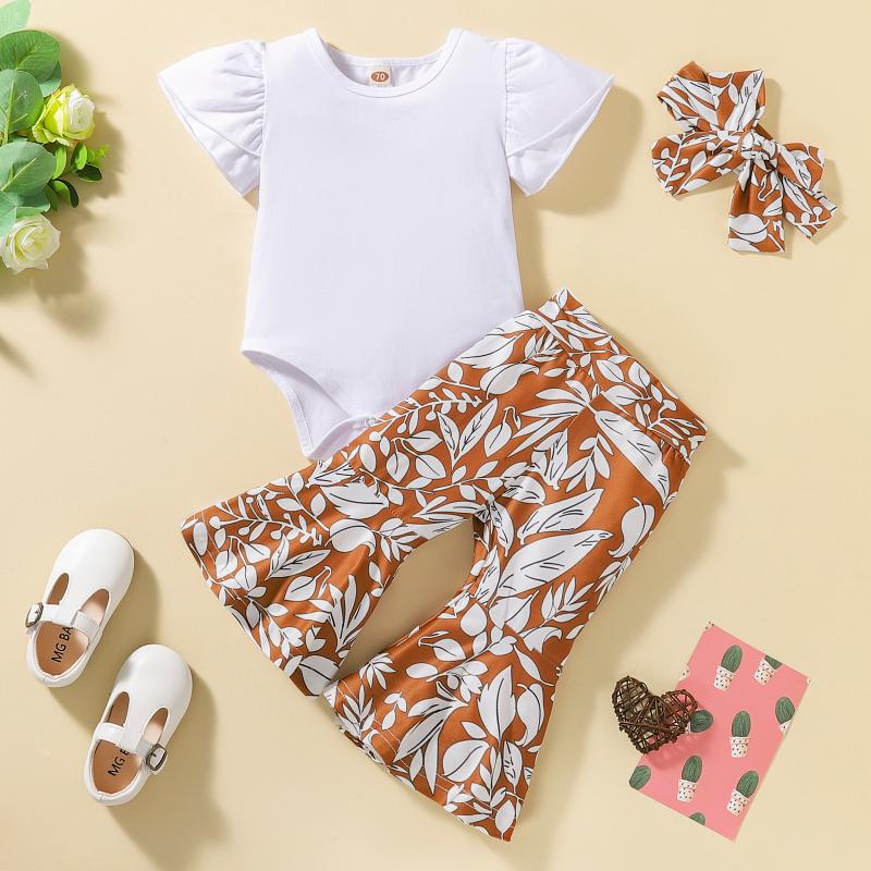 Clothing Sets Baby Girls Three Pieces Outfit Clothes Short Sleeve Solid Color Romper Leaves Printed Flare Pants Headband ClothingClothing, As pic
Clothing Sets Baby Girls Three Pieces Outfit Clothes Short Sleeve Solid Color Romper Leaves Printed Flare Pants Headband ClothingClothing, As pic