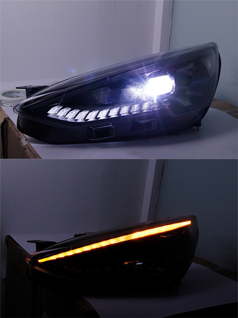 Dual Beam Lens Lamp For Ford Focus 20 19 Headlight Assembly Car Daytime Running Light LED Streamer Turn signal Light