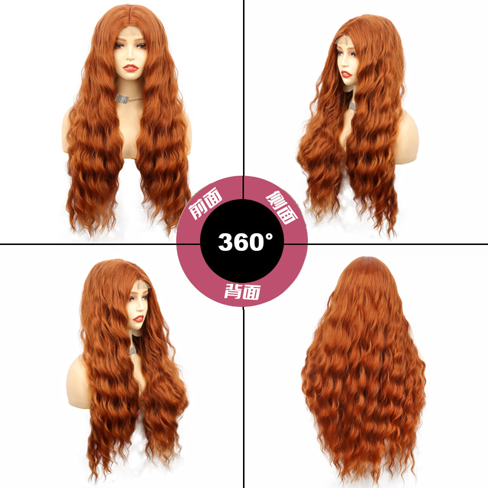 Fashion Orange Synthetic Middle Part Long Natural Wavy Wigs For Women Daily Hair Wigs Heat Resistant Fiber wig