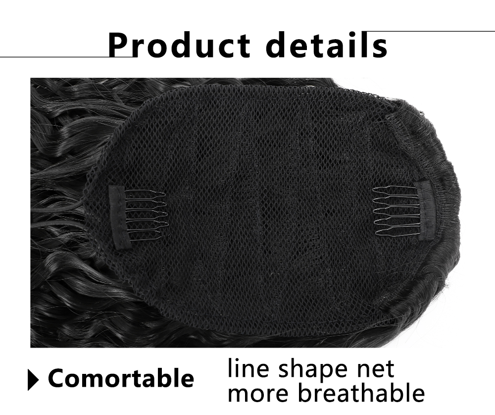 Human Long Kinky Curly Ponytail virgin Drawstring Ponytail Clip-In Hair Extension For Women Natural Looking pony tail hairpiece 160g black brown Diva2