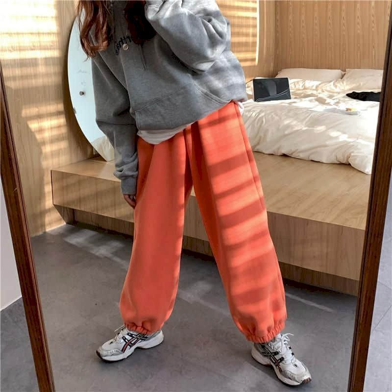 Pants Sweatpant s Autumn/winter Plus Velvet Padded Korean Loose-fitting Sports High Waist Slimming Casual 220325