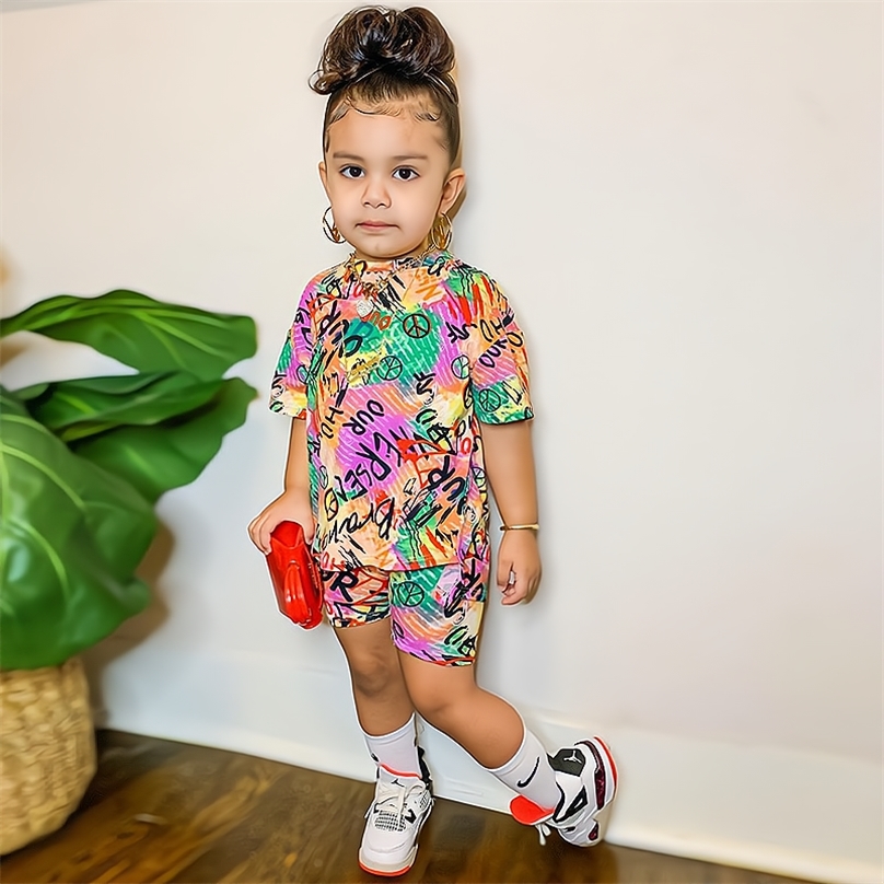 Baby Girl Summer Clothing Sets Short Sleeve TopsRainbow Color Shorts Kids Casual Clothes Childrens Girls 2pcs Outfits 8Y 220617, Multi
Baby Girl Summer Clothing Sets Short Sleeve TopsRainbow Color Shorts Kids Casual Clothes Childrens Girls 2pcs Outfits 8Y 220617, Multi