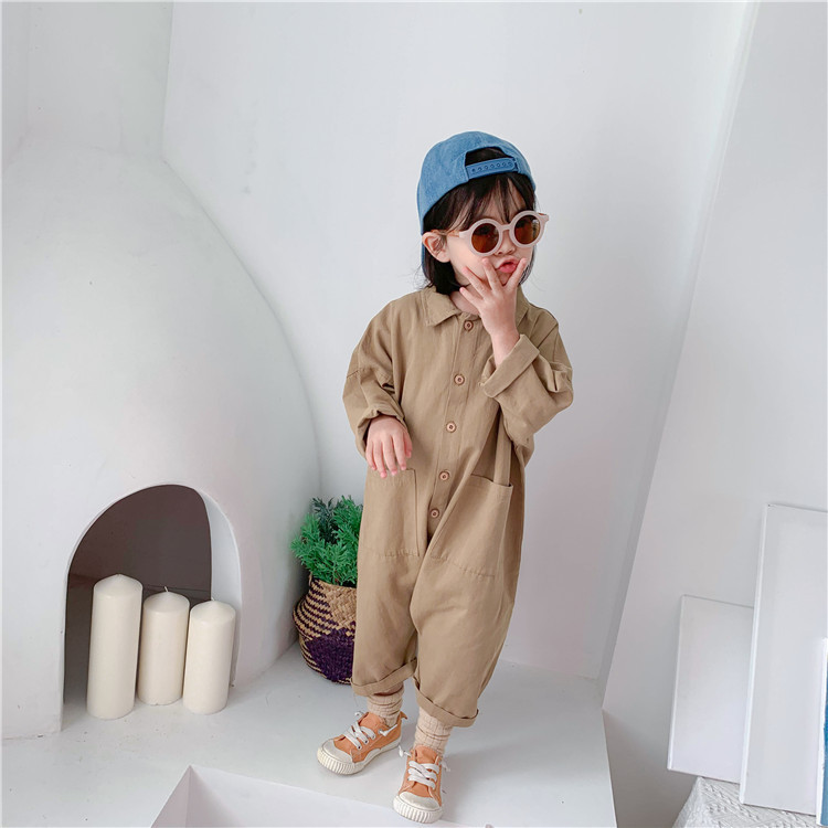 Children Clothing Jumpsuit Autumn Boys Girls Casual Letter Tooling Denim Baby Kids Clothes Japanes & Korean Style 1-7 Y 220326