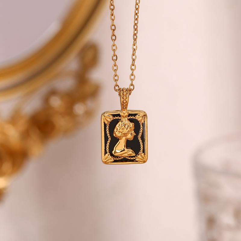 Pendant Necklaces Vintage Jewelry Accessories Black Square Gold Plated Elizabeth Necklace For Women Stainless Steel Portrait NecklacesPendan
Pendant Necklaces Vintage Jewelry Accessories Black Square Gold Plated Elizabeth Necklace For Women Stainless Steel Portrait NecklacesPendan