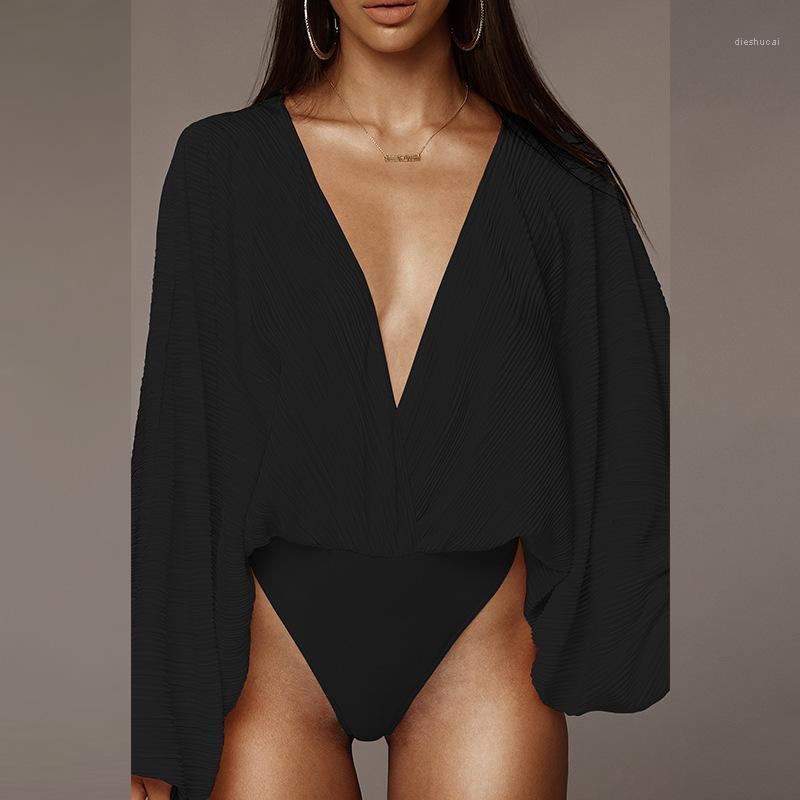 Women' Two Piece Pants NORMOV Pleated Women Bodysuits Solid Deep V Neck Batwing Sleeves Chiffon Sexy Party Split Female Jumpsuits, Black
Women' Two Piece Pants NORMOV Pleated Women Bodysuits Solid Deep V Neck Batwing Sleeves Chiffon Sexy Party Split Female Jumpsuits, Black